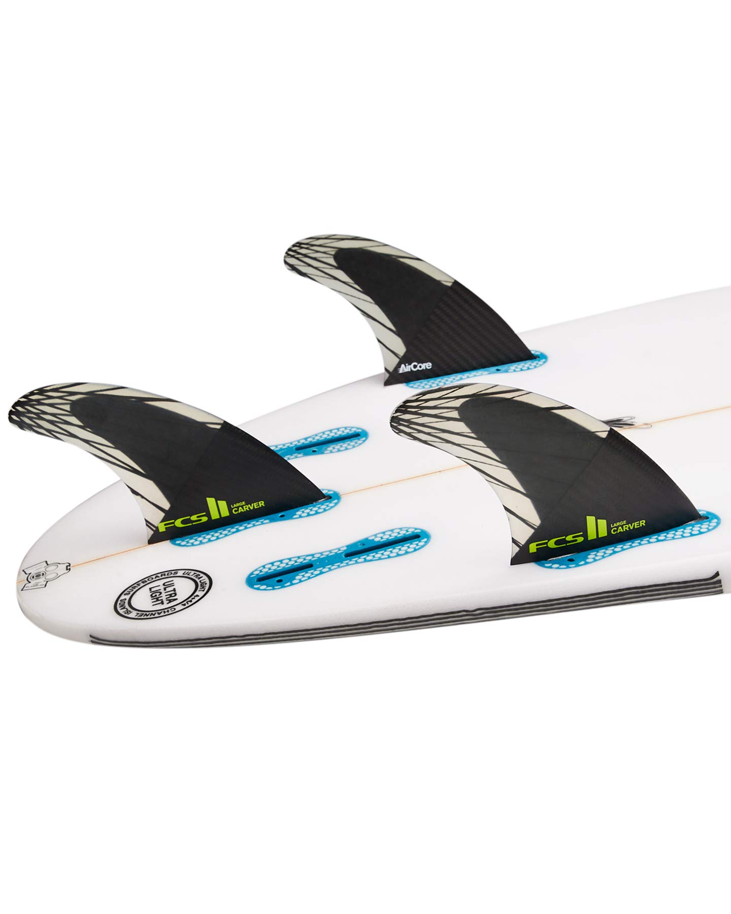 FCS 2 Carver PC Carbon Tri-Fin Set Black-Acid M, Surfing Fins